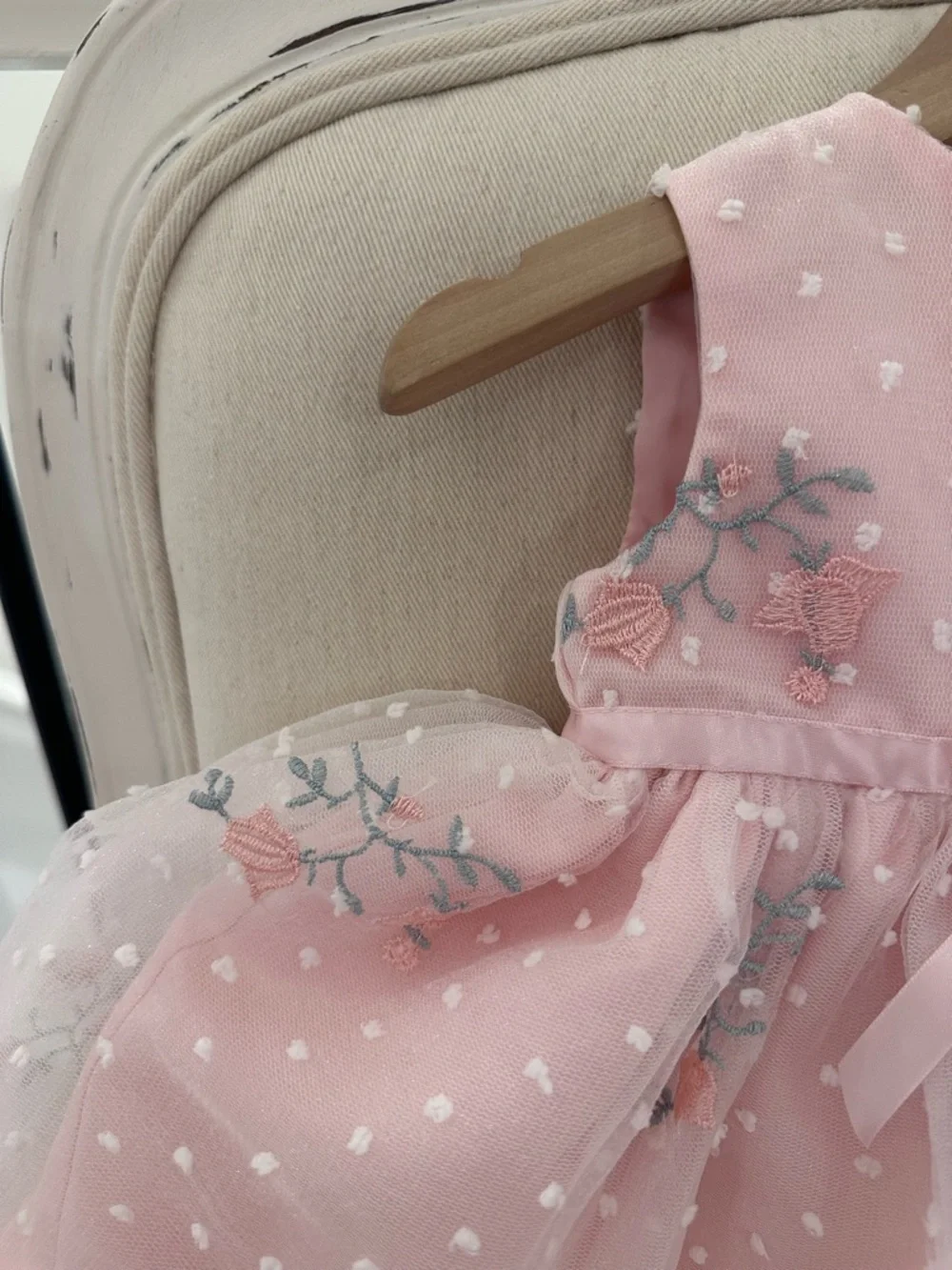 🦢 6~9 Mth Pink Tulle Princess Wedding Baby Dress with Matching Knit Bolero NWOT - Picture 9 of 16